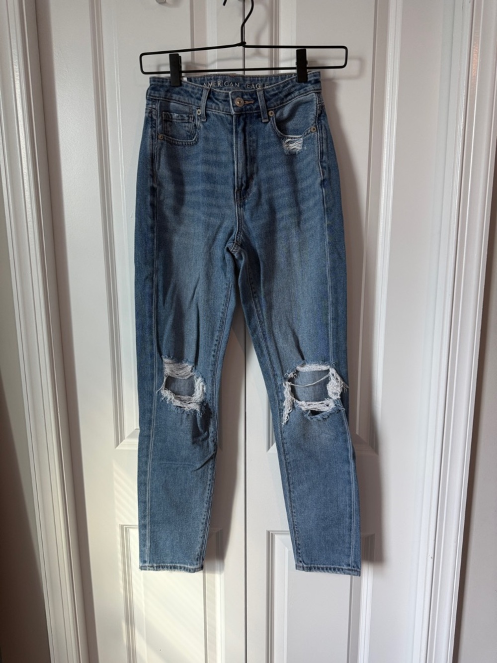 American Apparel High-Rise Distressed Blue Jeans